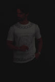 Barabas Men's Chains Rhinestone Solid Color Crew Neck T-shirts 5STR01 White