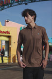 Barabas Wholesale Men's Solid Geometric Short Sleeve Stretch Polo Shirts 5P16 Brown