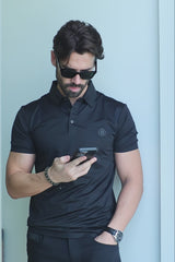 Barabas Men's Solid Color Textured Premium Stretch Polo Shirts 5P10 Brown