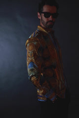 Barabas Wholesale Men's Rhinestone Angel Wings Long Sleeve Shirts 3SPR411 Blue