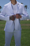 Barabas Wholesale Men's Brushed Cotton Notched Lapel Matt Suit 3SU02 White