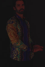 Barabas Wholesale Men's Rhinestone Medusa Floral Baroque leopard Shirt 2SPR221 Multi Color