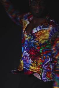 Barabas Wholesale Men's Rhinestones Floral Snake Long Sleeve Shirts 5SPR03 Yellow