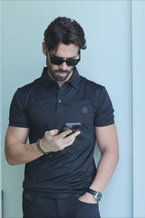 Barabas Men's Solid Color Textured Stretch Premium Polo Shirts 5P04 Charcoal