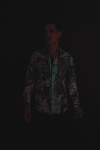 Barabas Wholesale® Men's Designer Rhinestone Long Sleeve Shirt Shirts 6SPR02 Blue
