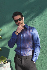 Barabas Wholesale Men's See Through Geometric Shiny Long Sleeve Shirts 5B01 