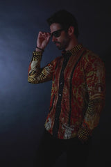 Barabas Wholesale Men's Rhinestone Angles Greek Pattern Crown Shirts 2SPR28