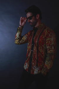 Barabas Wholesale Men's Rhinestone Angles Greek Pattern Crown Shirts 2SPR28