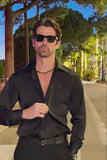 Barabas Wholesale Men's Rhinestones Textured Long Sleeve Shirts 5B12 Red Silver