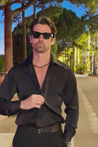 Barabas Wholesale Men's Rhinestones Textured Long Sleeve Shirts 5B12 Red Silver