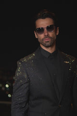 Barabas Wholesale Men's Rhinestone Solid Color Notch Lapel Blazer 2BLR6 White Silver