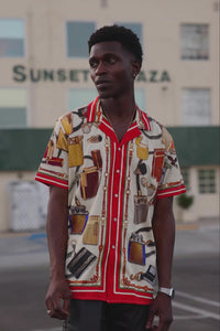 Men's Wholesale Regal Rhinestone Casual Short-Sleeve Shirt | BARABAS 6SSR02 Cream