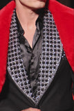 Barabas Wholesale Men's Floral Pattern Rhinestone Shawl Lapel Blazer 4EBL46 White