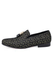 Barabas Wholesale Men's Rhinestone Greek key Pattern Tassel Loafer Shoes SH3087 Black Gold