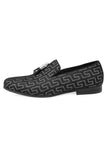 Barabas Wholesale Men's Rhinestone Greek key Pattern Tassel Loafer Shoes SH3087 Black Silver
