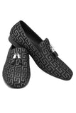 Barabas Wholesale Men's Rhinestone Greek key Pattern Tassel Loafer Shoes SH3087 Black Silver