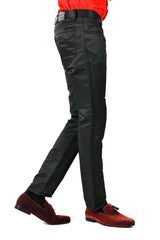 BARABAS Men's Shiny Solid Color Black Chino Pants 2605