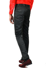 BARABAS Men's Shiny Solid Color Black Chino Pants 2605