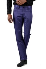 BARABAS Men's Shiny Solid Color Navy Chino Pants 2605