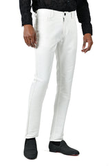 BARABAS Men's Shiny Solid Color White Chino Pants 2605