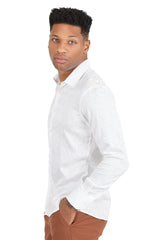 BARABAS Men's Paisley Long Sleeve Button Down Shirt 2B320 White