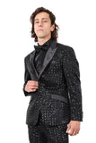 BARABAS Men's Diamond Sequin Design Notched black Blazer 2BL3099 Black