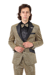 BARABAS Men's Diamond Sequin Design Notched black Blazer 2BL3099 Gold