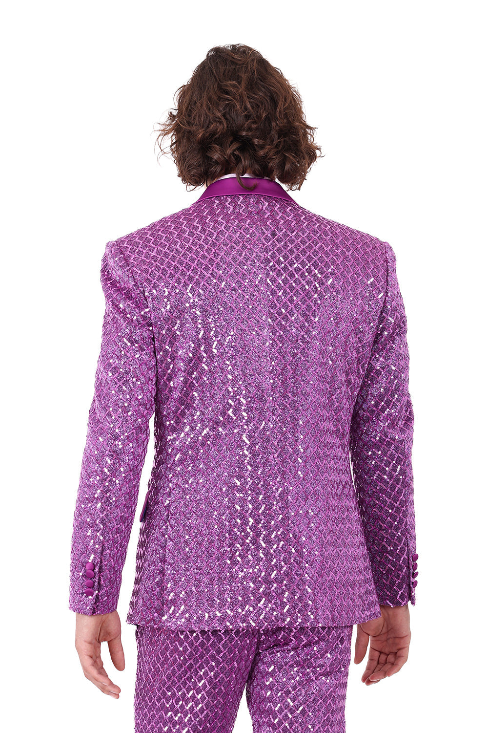 BARABAS Men's Diamond Sequin Design Notched black Blazer 2BL3099 Purple