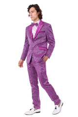 BARABAS Men's Diamond Sequin Design Notched black Blazer 2BL3099 Purple