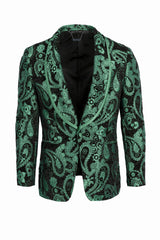 BARABAS Men's Paisley Shawl Lapel Luxury Blazer 2BL3101 Black Green 