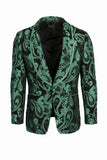 BARABAS Men's Paisley Shawl Lapel Luxury Blazer 2BL3101 Black Green 