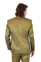 Barabas Men's Stand Collar Shiny Textured Material Blazer 2BL3105 Gold 