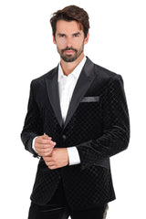 BARABAS Men's Diamond Shape Design Rhinestone Luxury Blazer 2BL3114Black
