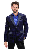 BARABAS Men's Diamond Shape Design Rhinestone Luxury Blazer 2BL3114 Navy