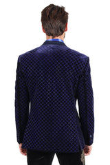 BARABAS Men's Diamond Shape Design Rhinestone Luxury Blazer 2BL3114 Navy Blue