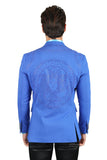 Barabas Men's Rhinestone Medusa Print Design Blazer 2BLR12 Royal Blue