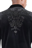 BARABAS Men's Velvet Sequins Beads Peak Lapel Blazer 2BLR2 Black
