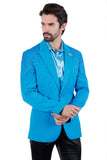 Barabas Men's Rhinestone Matte Color Notch Lapel Casual Blazer 2BLR6 Light Blue