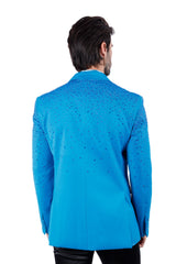 Barabas Men's Rhinestone Matte Color Notch Lapel Casual Blazer 2BLR6 Turquoise 