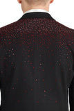 Barabas Men's Rhinestone Solid Color Notch Lapel Blazer 2BLR6 Black Red