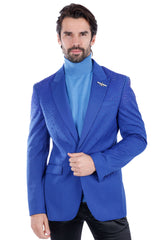 Barabas Men's Rhinestone Matte Color Notch Lapel Casual Blazer 2BLR6 Blue