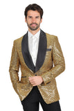 BARABAS Men's High Fashion Sequin Shawl Satin Lapel Blazer 2BLR8 Black Gold