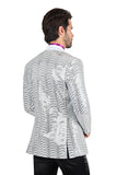 BARABAS Men's High Fashion Sequin Shawl Satin Lapel Blazer 2BLR8 White Silver