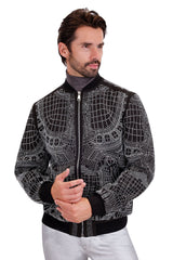 Barabas Wholesale Men's Geometric Rhinestone Bomber Biker Jacket 2BP26