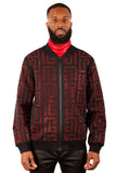 Barabas Men's Rhinestone Geometric Baseball Collar Bomber Jacket 2BPR7 Black Red