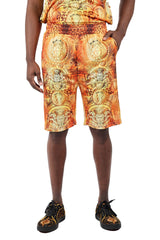 Barabas Men's Golden Medusa Leopard Baroque Shorts 2PSP08 Gold