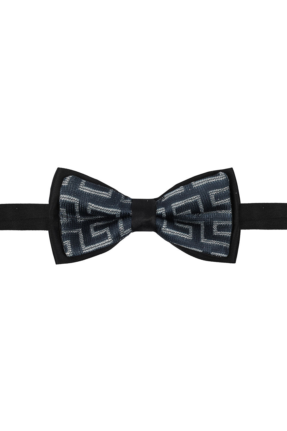 BARABAS Men Greek key Pattern Baroque Luxury Bow Tie 2BW3098  Black and Silver