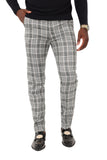 Barabas Men's Printed Checkered Plaid Design Chino Pants 2CP188 Grey Silver