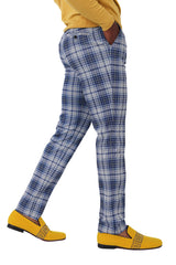 Barabas Men's Checkered Plaid Basic Chino Dress Pants 2CP191 Navy Mustard