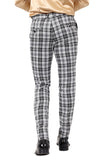 Barabas Men's Printed Checkered Design Rhinestone Chino Pants 2CP210 Black White